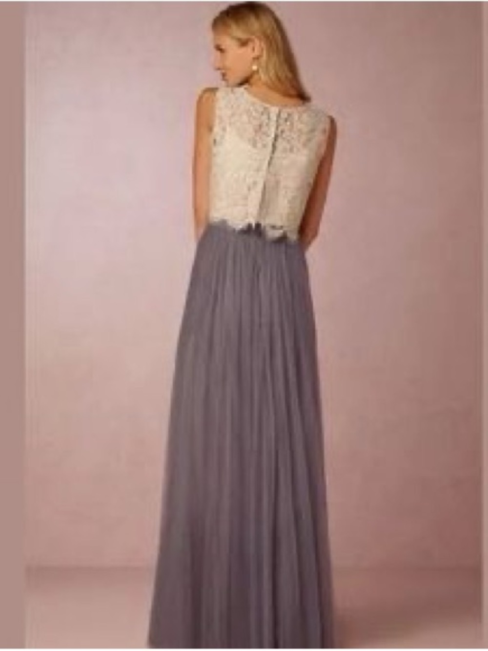 Jenny Yoo Anthropologie BHLDN Gray Tulle Maxi Skirt | Size 2 | A-Line - Picture 3 of 9